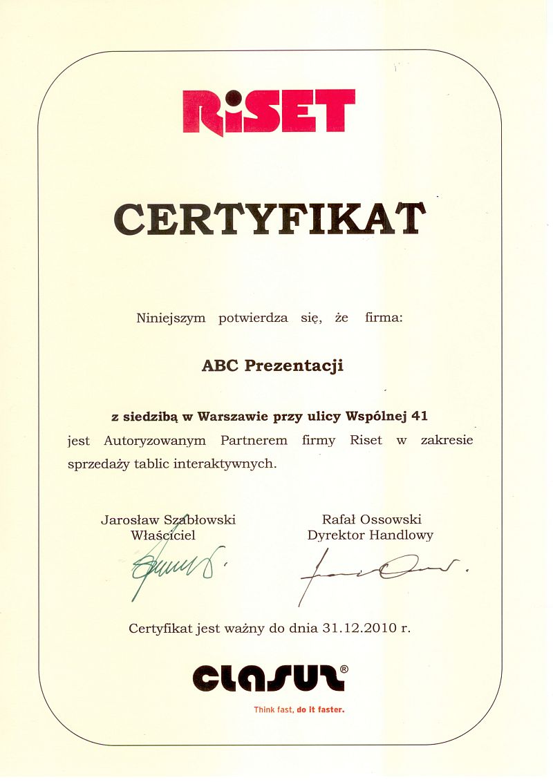 certyfikat dla abcprezentacji certyfikat dla abcprezentacji